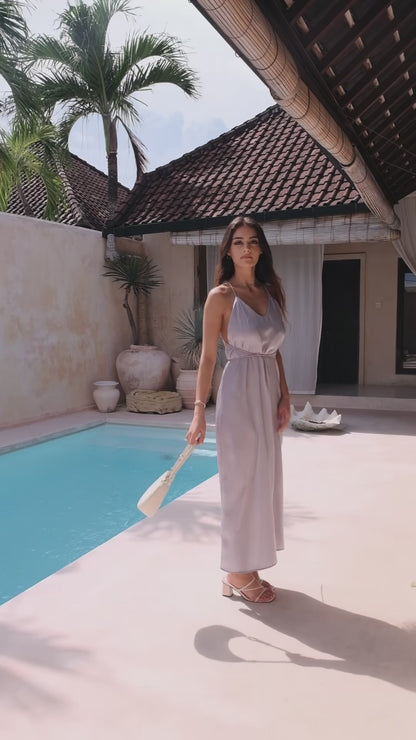 Helena Silky Dress in Silver