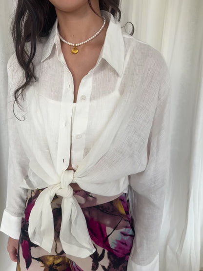 Palermo 100% Linen Shirt in White