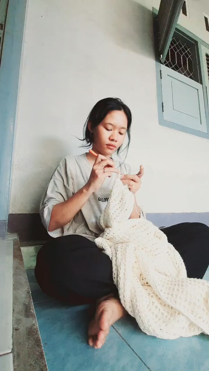Anna Handmade Crochet Dress in White-12